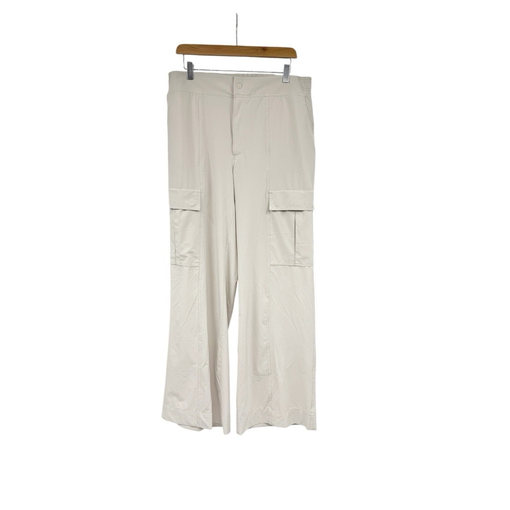 Athleta‎ Chelsea Wide Leg Cargo Pants Unlined Beige Athleisure Womens 12 Tall